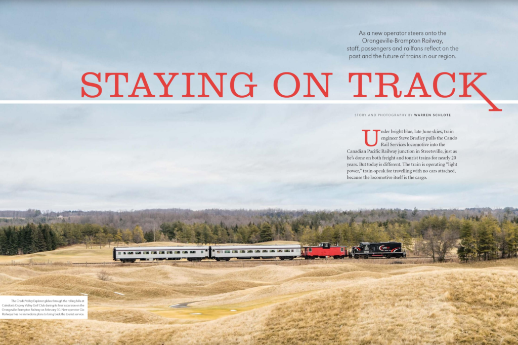 A magazine spread for the 'Staying On Track' story.