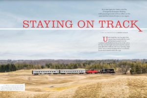 A magazine spread for the 'Staying On Track' story.